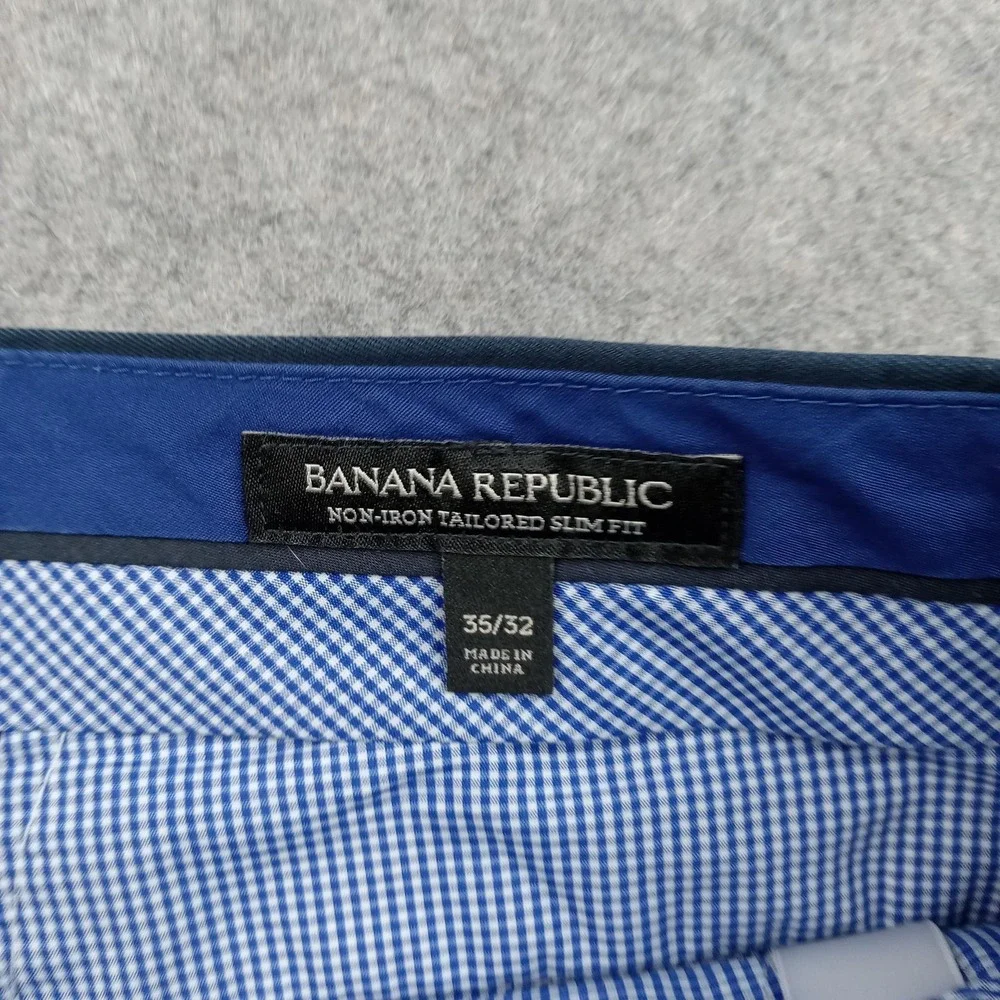 Banana Republic‎ Pants Mens 35x32 Navy Non Iron Chino Tailored Slim Fit Dress